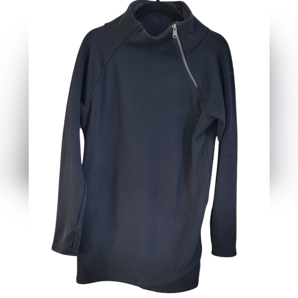 ATHLETA Cozy Karma Asymmetric Sweatshirt Dress Black Size Small Petite - Picture 7 of 10